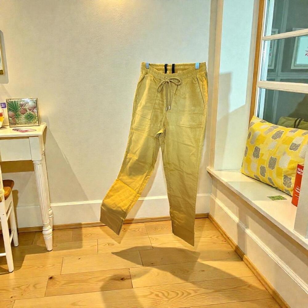D & Co Heritage Yellow corduroy adaptive trousers with drawstring waist